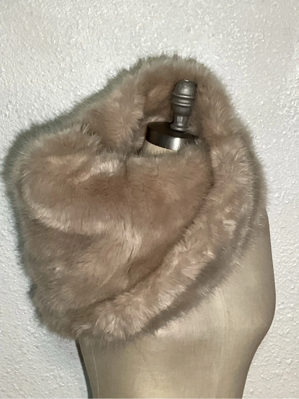 Oysho Faux Fur Infinity Scarf - Taupe size medium